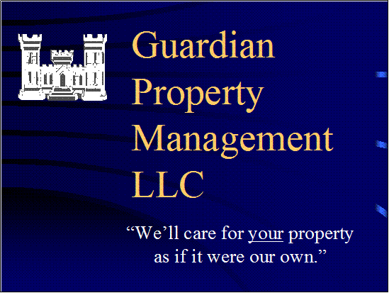 Guardian Property Management LLC
Logo and Vertical Name Banner

"We'll care for your property as if it were our own."